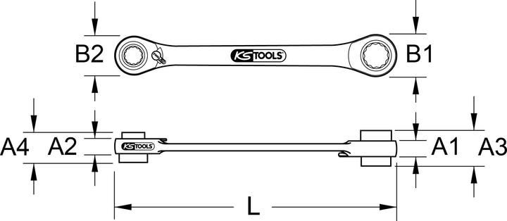 Produktbild KS Tools 4 in 1 GEARplus Doppel-Ratschenringschlüssel (34 mm)
