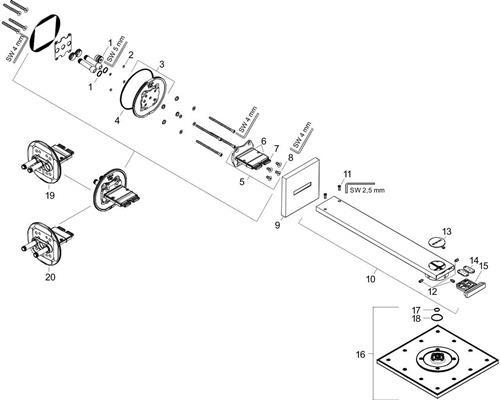 Produktbild Axor ShowerSolutions Kopfbrause 250/250 2jet,Wandanschluss, Brausearm 450 mm (2 Strahlarten, 19 l/min)