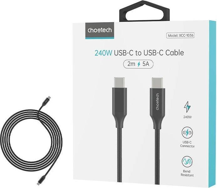Actual product image Choetech USB C - USB C (2 m, USB 3.1, 240 W)