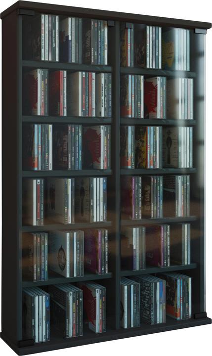 Actual product image VCM Wood CD DVD stand shelf Roma with glass door (60 x 18 x 92 cm)