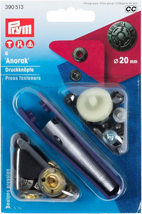 Produktbild Prym Druckknopf Anorak, Fusion, altsilber 20 mm, Karte 6 Stk.