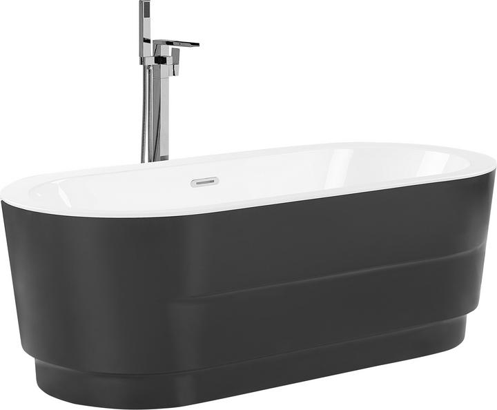 Actual product image Beliani Bathtub free-standing black oval 170 x 80 cm EMPRESA (214 l, 80 cm)