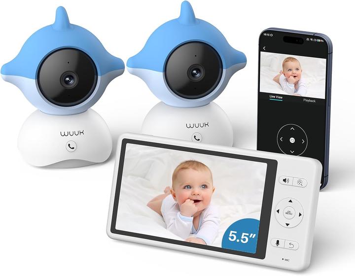 Produktbild WUUK 2K Babyphone mit Kamera und App, 5,5 Zoll Display (Babyphone mit Kamera, 305 m)