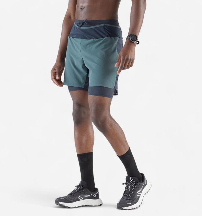 Actual product image Kiprun Men's Trail Running Long-Distance Shorts 2in1-Kiprun Run Ultra 900-Green (XL)
