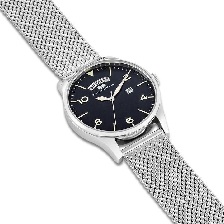 Actual product image Mens quartz watch vintage stainless steel silver - 16436 (Chronograph, 43 mm)