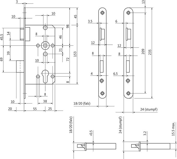 Image du produit BKS Serrure à mortaiser pour porte de chambre 0415 PZW 24/ 55/72/8 mm DIN droite argentée couronnée (Serrure à mortaise)