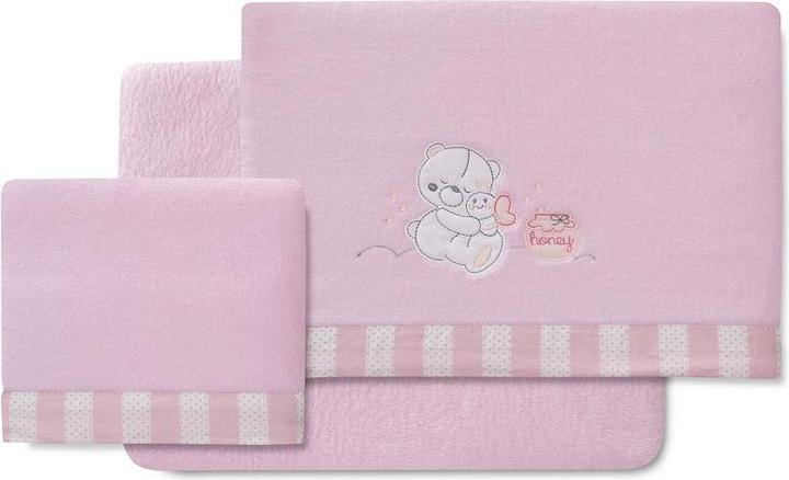 Image du produit Interbaby 3PCS PARURE DE LIT. BERCEAU(DRAP106X82+HOUSSE85X55X9+OREILLER50X30)-CORAL FLEECE.-ROSE