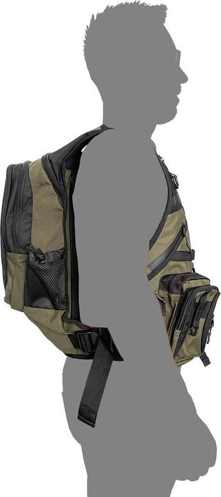 Jenzi Angler Rucksack mit Weste - 15 Taschen, Tragekomfort & wasserabweisend