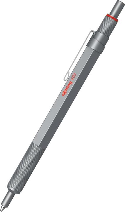 Produktbild Rotring 600 Gel Pen | 0.55 mm | Black Ink | Silver Metal Body Pen | Non-Slip Knurled Grip & Hexagonal Ba... (Silber, 1 x)