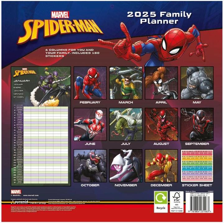 Image du produit Spider-Man 2025 30X30 Planificateur familial (30 x 30 cm, Allemand)