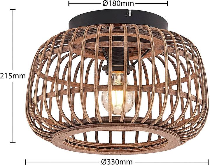 Produktbild Lindby Bominio Deckenleuchte aus Rattan, 33 cm (E27)