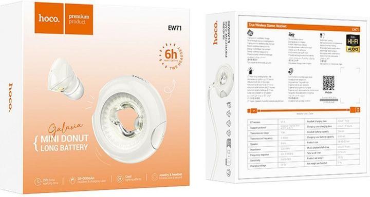 Image du produit Hoco EW71 Mini Donut, blanc (6 h, Sans fil)