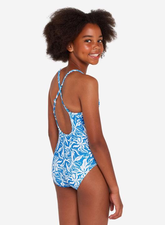 Image du produit Olaian Maillot de bain une pièce surf bretelles croisées Fille - 500 Caly bleu et blanc