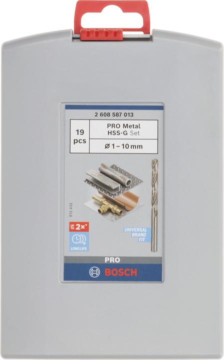 Actual product image Bosch Professional Zubehör PRO Metal HSS-G twist drill set, 19 pcs. (1 mm, 1.5 mm, 10 mm, 2 mm, 2.5 mm, 3 mm, 3.5 mm, 4 mm, 4.5 mm, 5 mm, 5.5 mm, 6 mm, 6.5 mm, 7 mm, 7.5 mm, 8 mm, 8.5 mm, 9 mm, 9.5 mm)