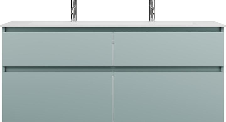 Produktbild burgbad Lin20 Mineralguss-Waschtisch Farbe Weiss Matt mit 2 Armaturbohrungen inklusive Waschtischunt