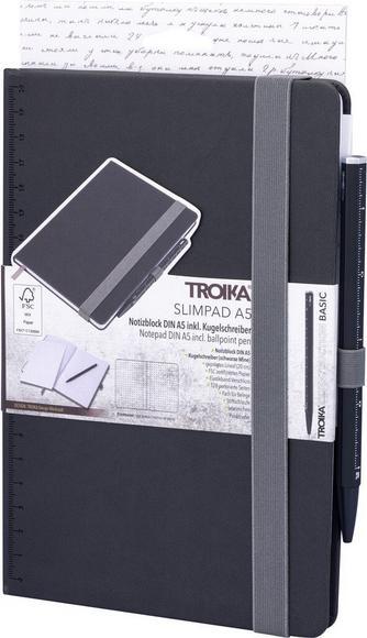 Produktbild Troika SLIMPAD A5 Notizblock A5 inkl. Kugelschreiber, schwarz (A5, Speziallineatur, Harter Einband)