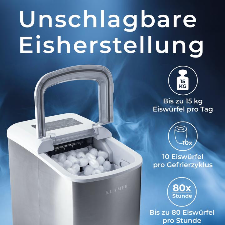 Immagine prodotto KLAMER Eiswürfelmaschine 2.1 L Wassertank, 120 W Ice Maker