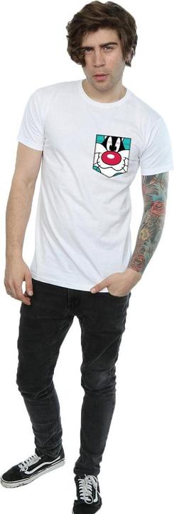 Immagine prodotto Looney Tunes Sylvester Face Faux Pocket Maglietta Uomo (XL)