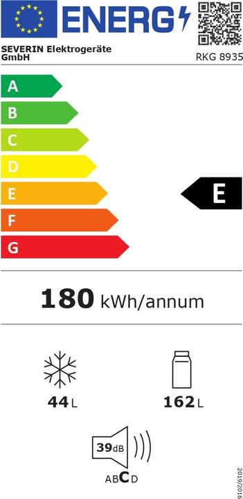 Energie-Label Severin RKG 8935 (206 l)