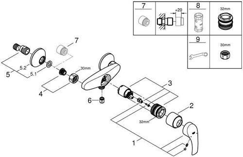 Image du produit Grohe Eurosmart Mitigeur monocommandé pour douche