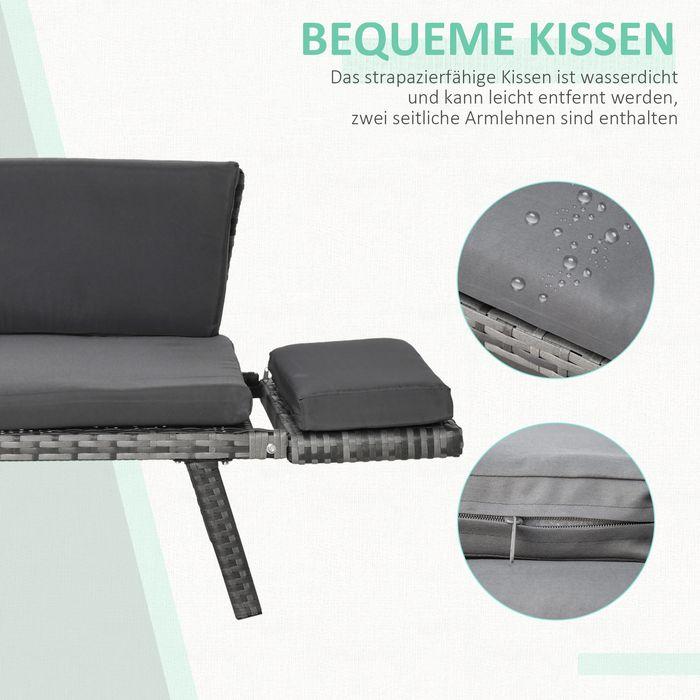 Produktbild Swisshandel24 Polyrattan Gartensofa 2 Sitzer Gartenmöbel Loungesofa Gartenbank Gartenliege klappbar Armlehnen Stah