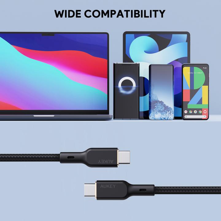 Immagine prodotto Aukey Cavo USB-C, 100W, 1m - Nero (1 m, 100 W)