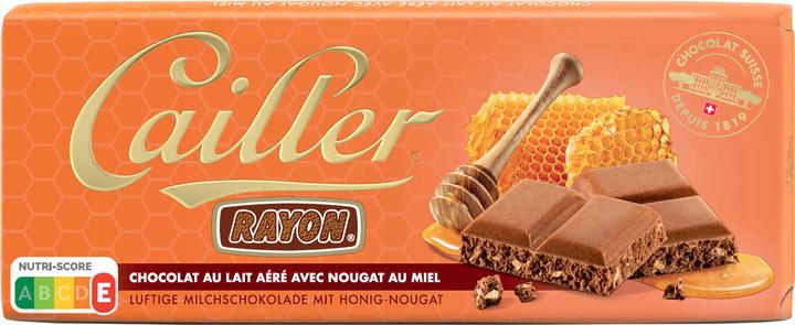 Cailler Rayon Tavoletta al Cioccolato al Latte e Torrone al Miele (100 g)
