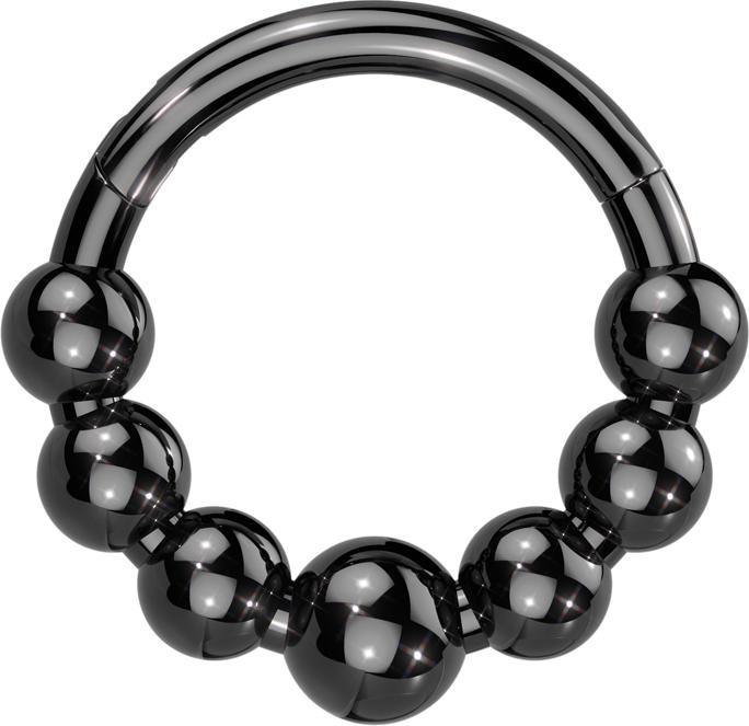 Produktbild Star Piercing Micro Segmentring klappbar schwarz sieben Kugeln (ohne Messing, Titan G23)