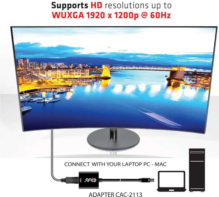 Immagine prodotto Club 3D Mini DisplayPort — VGA (Mini DP, 22 cm)