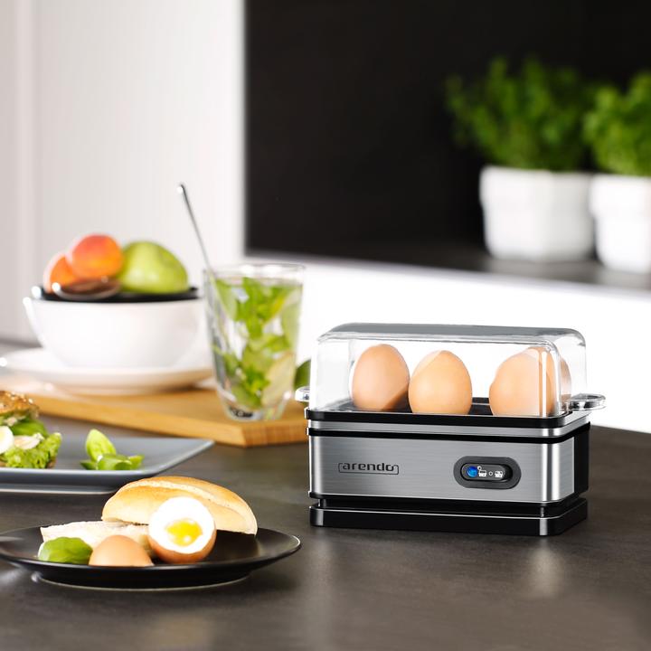 Produktbild Arendo Edelstahl Eierkocher 6-fach, 400 W, Edelstahl, Warmhaltefunktion, Härtegrad einstellbar, silber