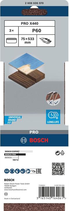 Actual product image Bosch Professional Zubehör PRO X440 sanding belt, 75 x 533 mm, G60 (60)