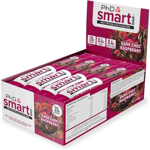 Produktbild PhD Nutrition Smart Bar (Himbeere, Schwarze Schokolade, 12 Stk., 768 g)