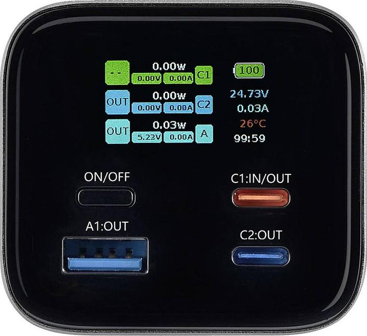 Actual product image Voltcraft VC-C909 Powerbank 27000 mAh Power Delivery 3.0 Li-Ion Black-Silver (27000 mAh)