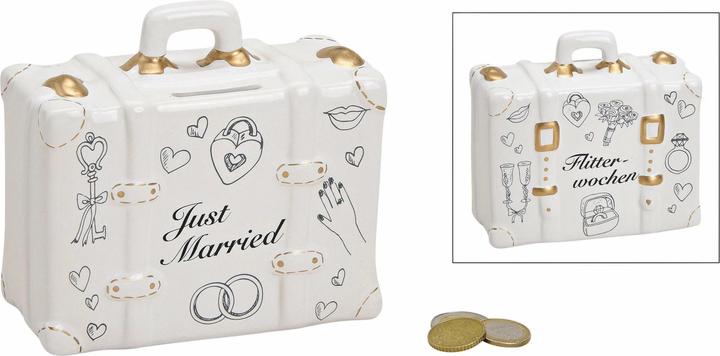Produktbild G. Wurm Spardose Koffer Just Married 6 x 14 x 13 cm (14 x 14 x 13 cm)