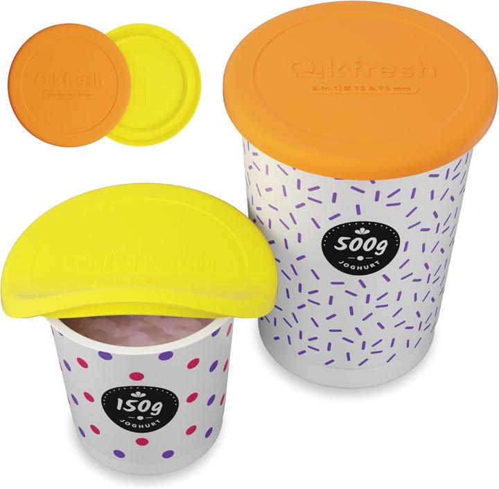 Produktbild Qikfresh Mehrweg Frischedeckel für Joghurtbecher Orange (2 x)