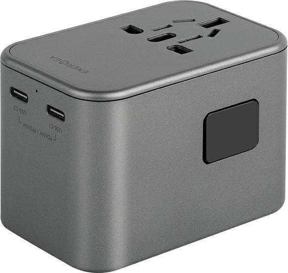 Actual product image Energea ład. siec. 1xUSB+2xUSB-C PD-PPS-QC 3.0 65W 1A2C adapter 4w1 US/UA/EU/UK szary/gunmetal Trave (65 W)