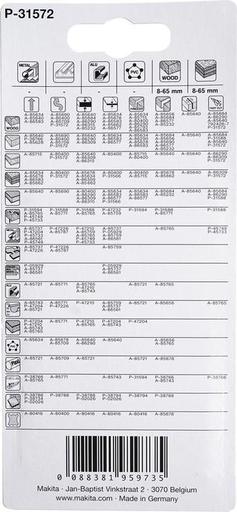 Nutritional values and ingredients Makita Jigsaw blade HGS24DV P-31572