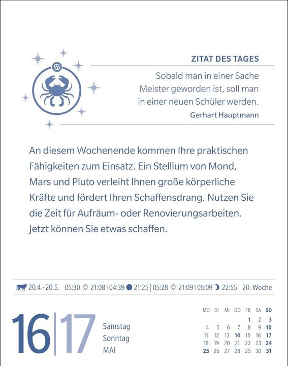 Produktbild Harenberg Krebs Sternzeichenkalender 2026 - Tagesabreisskalender - Ihr Horoskop für jeden Tag (11 x 14 cm, Harter Einband, Deutsch)