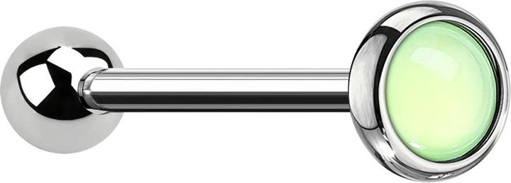 Star Piercing Micro Barbell silber mit Epoxidstein grün (Chirurgenstahl 316L, ohne Messing)
