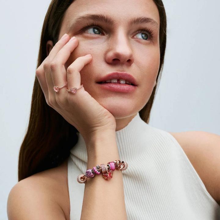 Image du produit Pandora Charm papillon en verre de Murano rose et jaune (Verre)