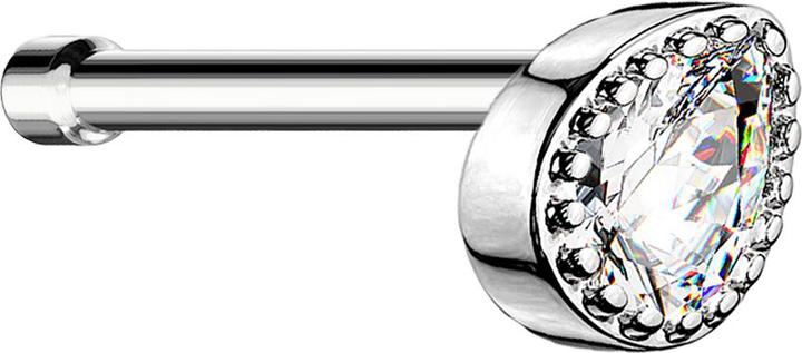 Star Piercing Nasenstecker gerade silber Kristalltropfen silber (Chirurgenstahl 316L, Messing)
