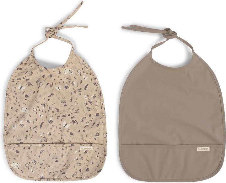Productafbeelding Filibabba Slabbetje met lint 2-pack - Little Wonders + Warm Grijs (6 Maanden)