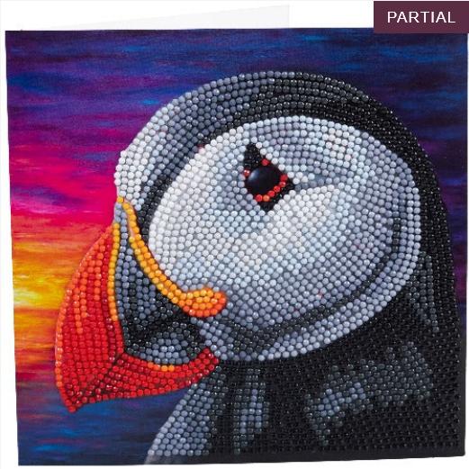 Actual product image Craft Buddy Puffin, Card 18x18cm Crystal Art