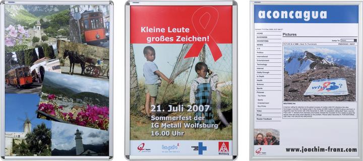 Image du produit Franken Cadre pour poster DIN A1, 25 mm profil du cadre aluminium anodisé argenté cadre à clipser, coins en (A1)