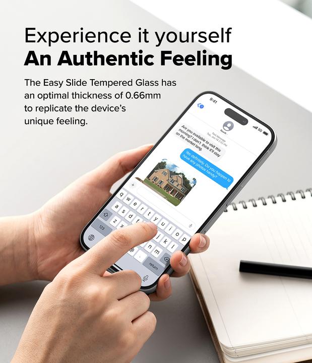 Productafbeelding Ringke Screen Protector voor iPhone 16 / 15 EASY SLIDE TEMPERED GLASS 2 pack, w installation Jig (2 Stuk, Apple iPhone 16)
