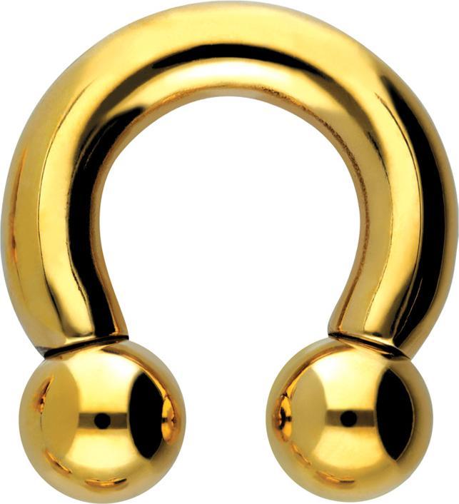 Actual product image Star Piercing Circular Barbell internal thread gold plated with two balls (Titanium G23, without brass)