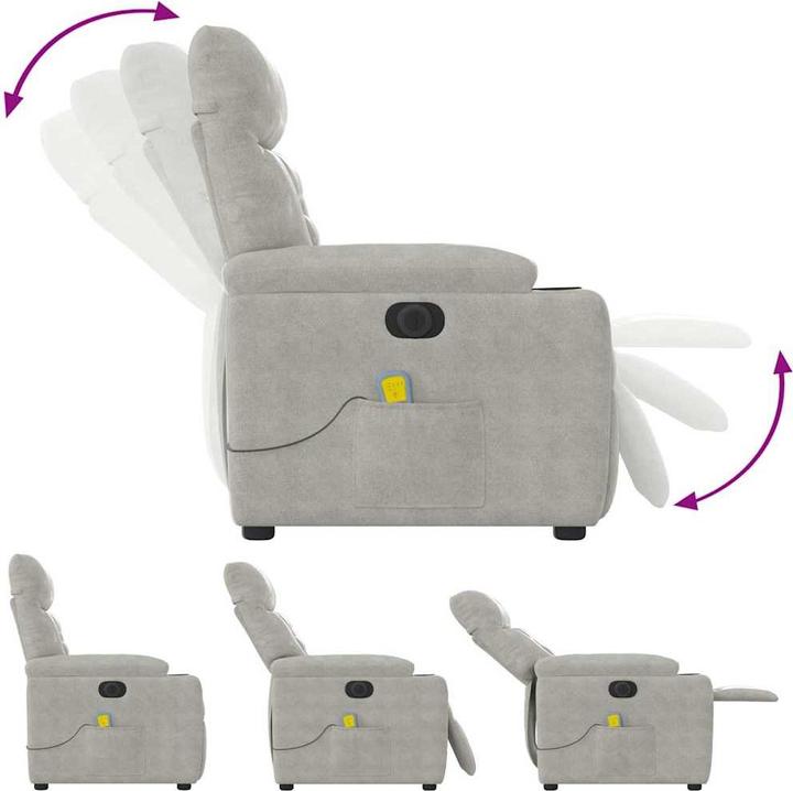 VidaXL Massagesessel Elektrisch Hellgrau Mikrofasergewebe Massagestuhl Sessel