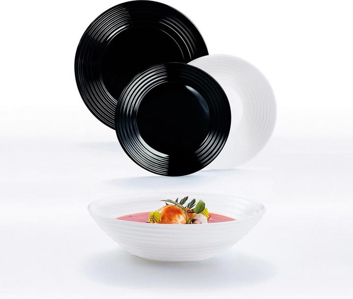 Actual product image Luminarc Tableware 1900 White/black glass 18 pieces (18 Piece)