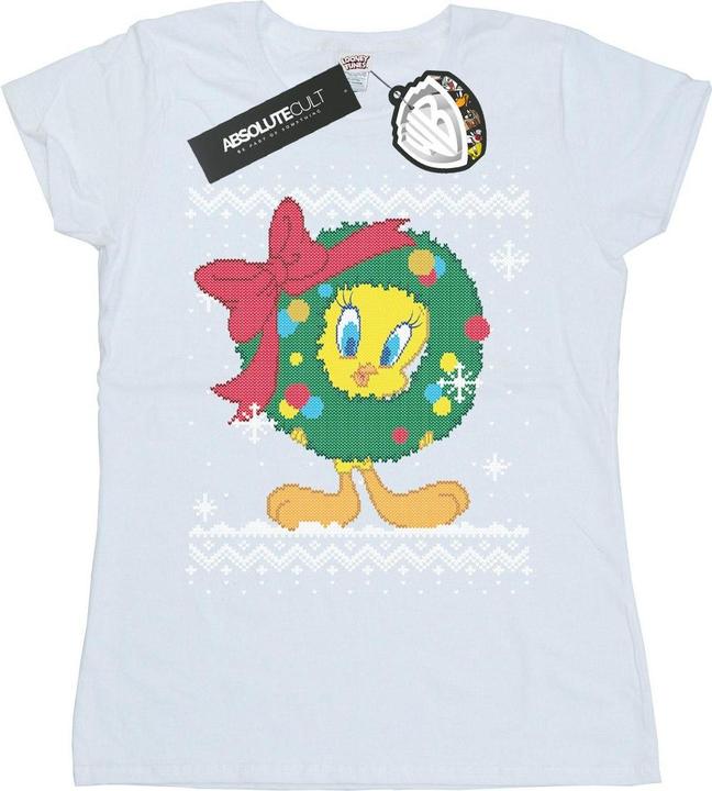 Looney Tunes Tweety Pie Christmas Fair Isle TShirt (L)