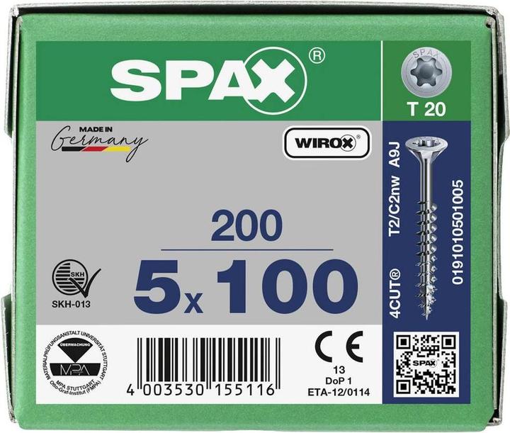 Produktbild Spax Spanplattenschrauben SK T20 5,0x100 mm (200 Schrauben pro Stück)